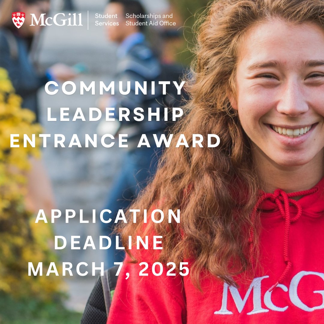 McGillAid's tweet photo. The Community Leadership Entrance Award reflects the University’s commitment to Equity, Diversity, and Inclusion. The award is restricted to students coming from the Quebec school system.
https://t.co/gR05gQTqKr
#McGill #mcgilluniversity #canadianstudents #quebecstudents https://t.co/Kgkm7Pkmiq