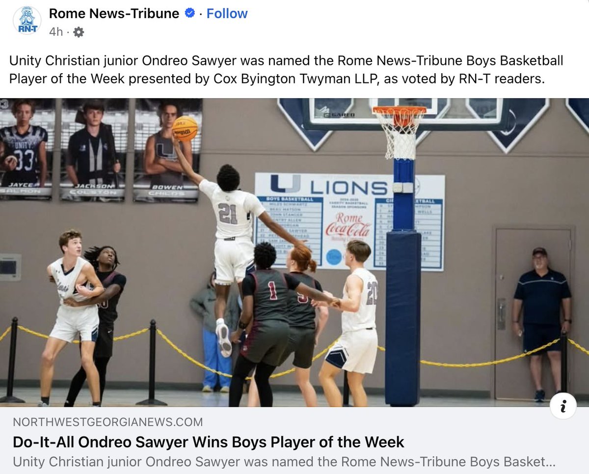 Unity Hoops (@unitylionsbball) on Twitter photo ๐ RN-T: Player of the Week๐ฅ
Way to go O! <a href="/O_Sawyer21/">Ondreo Sawyer</a>
#bigggerthanbasketball #fortheU #letusprey ๐ RN-T: Player of the Week๐ฅ
Way to go O! <a href="/O_Sawyer21/">Ondreo Sawyer</a>
#bigggerthanbasketball #fortheU #letusprey