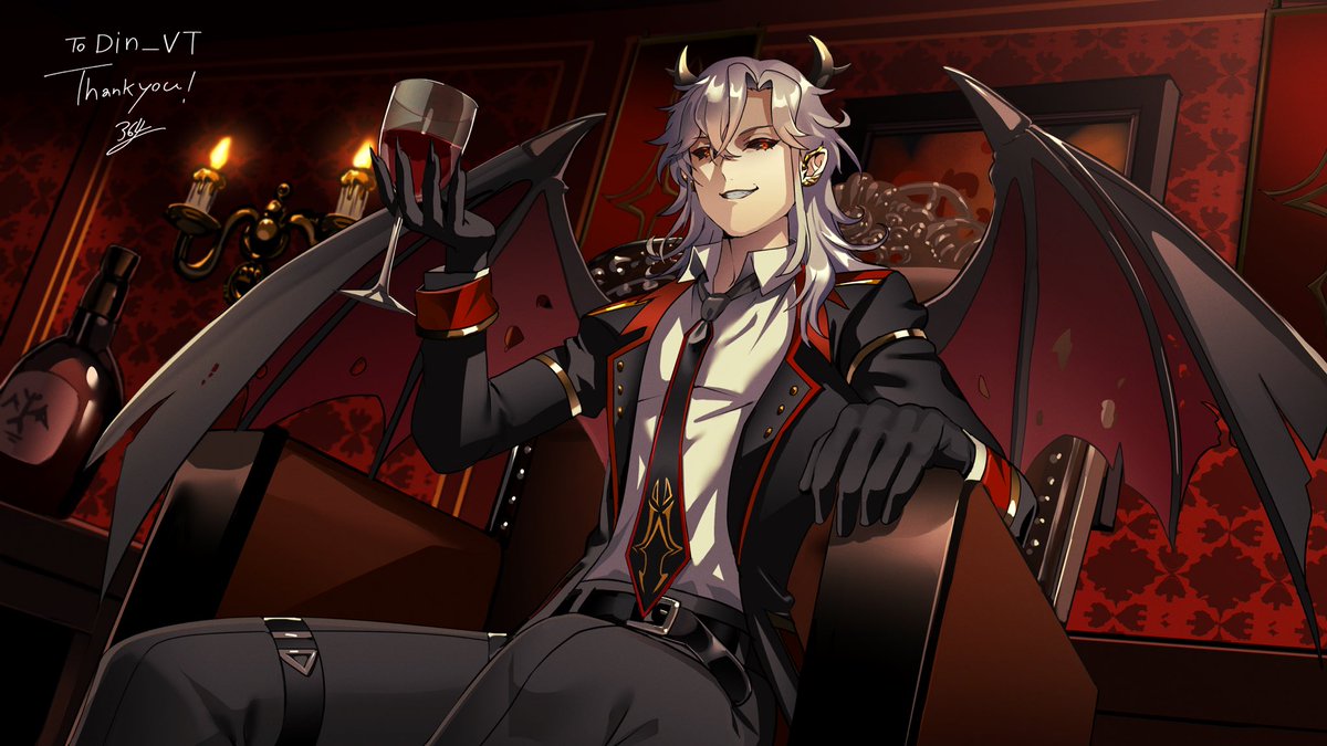 🍷 I’m offering to share a drink.  You want a glass? I *can* be civil sometimes. I promise I won’t bite, or steal your soul. ❤️

#dinfallenart #vtuber #ENVtubers