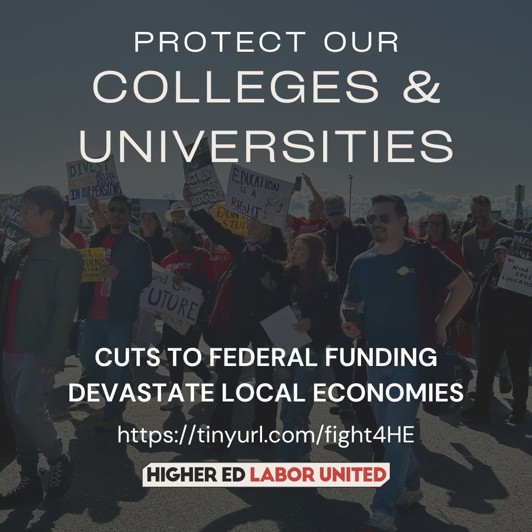 We can't wait for university administrations to fight back against these cuts to/pauses on federal funding that would critically damage our communities. Students, workers, and allies must come together now to protect higher education. Join us: tinyurl.com/fight4HE