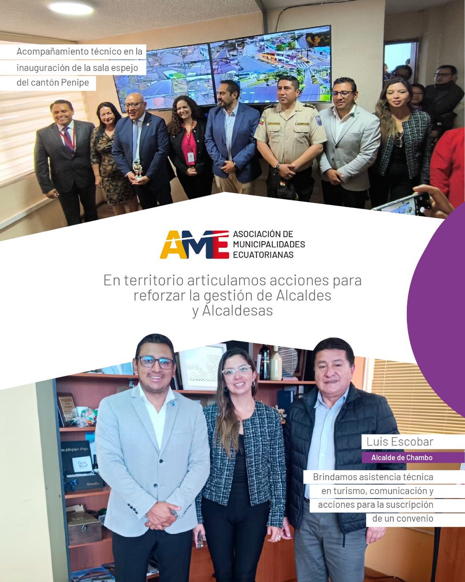 Articulamos acciones en territorio, junto Alcaldes de #Penipe, #Cevallos y #Chambo, trabajamos en la construcción de estrategias que fortalezcan la gestión de las autoridades, promoviendo un desarrollo equitativo para nuestras comunidades 🇪🇨.

¡Unidos, 🤝#SomosAME!