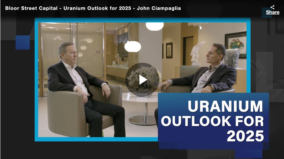 #Interview: <a href="/sprott/">Sprott Asset Management</a> CEO John Ciampaglia remains bullish on the #uranium markets in 2025, citing rising term prices, increased utility interest and the global #nuclear renaissance fueled by clean #energy needs and #AI-driven power demands. 
👉 sprott.com/insights/urani…