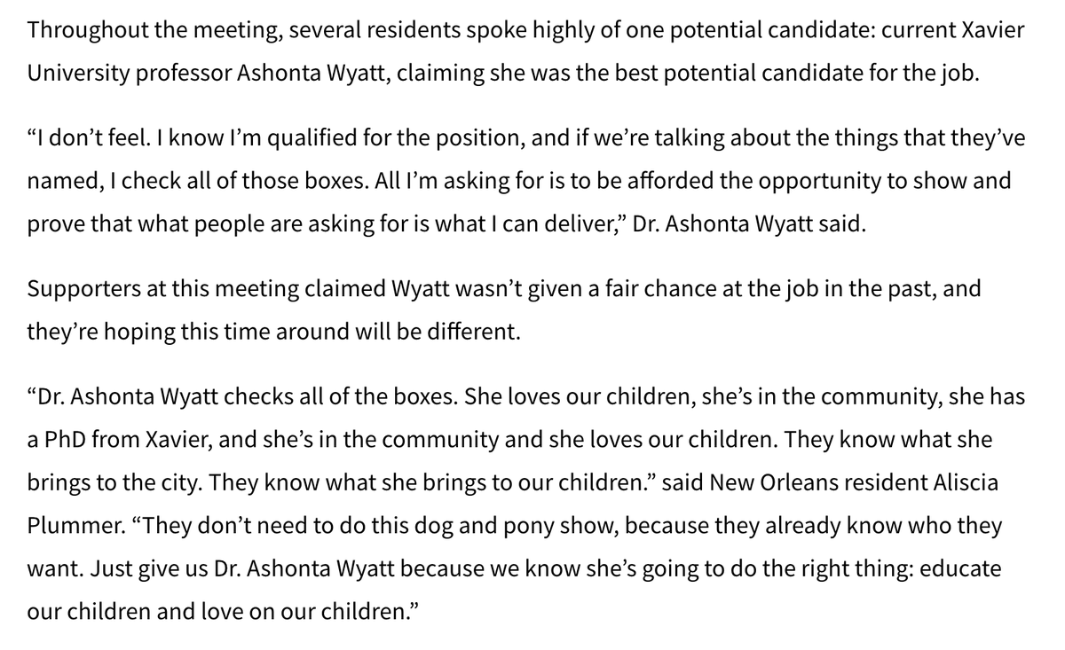 petercook's tweet image. .@RickG_504/@WGNOtv: This is a pretty embarrassing piece. Ashonta Wyatt is not a serious candidate for Superintendent of New Orleans Public Schools... 😂🤣😂 And it's NOPS not NOSB. #NOLA #NOLAed #LaEd