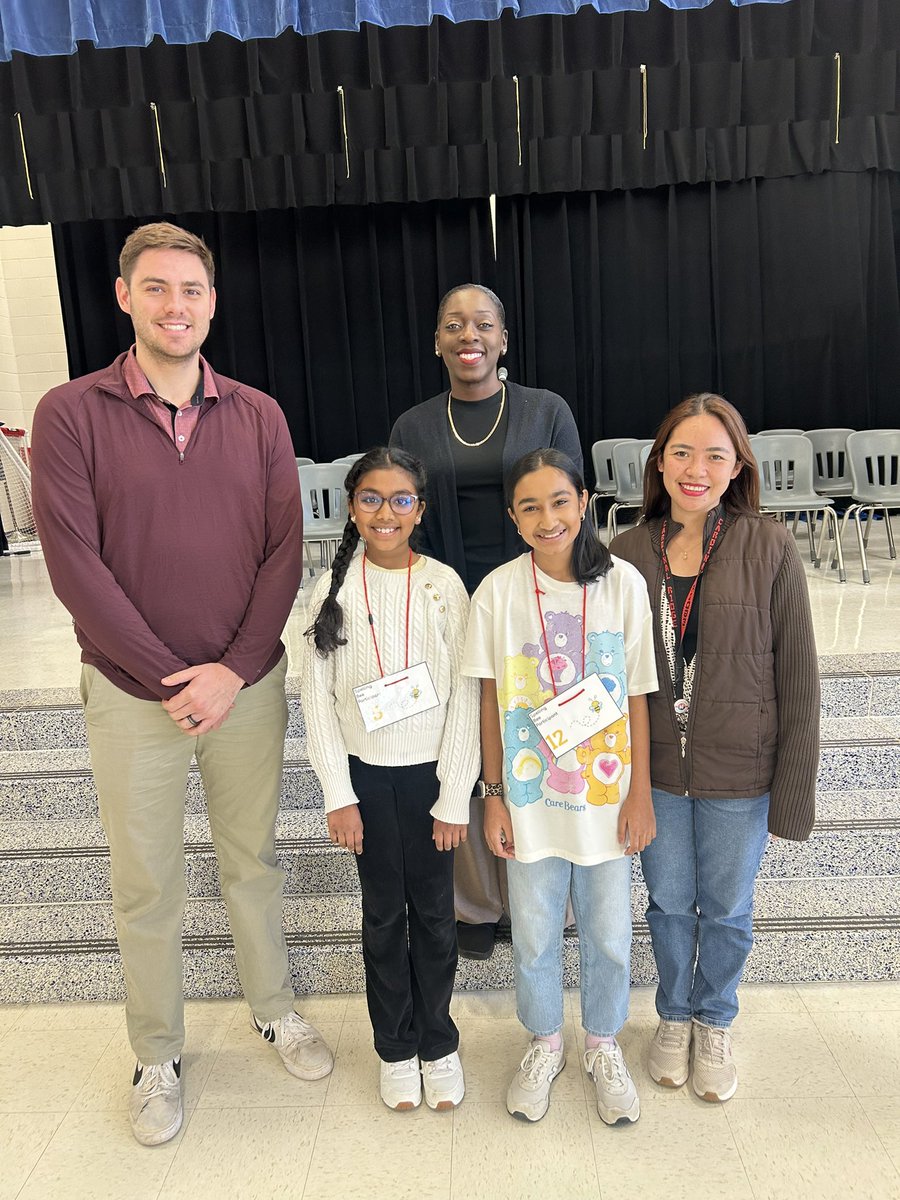 CardinalRidgeES's tweet photo. The 2025 spelling bee finalists, teachers, runner up, and our winner! Remember that you are ALL winners and we are so proud of you! #CREStrong ❤️🖤 https://t.co/HbrRfQoCCX