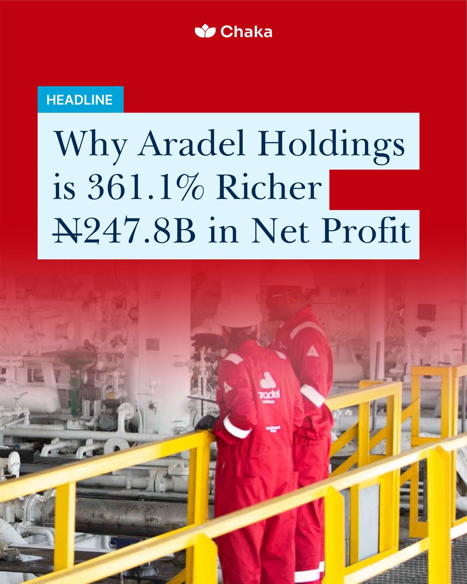 Aradel Holdings Plc is a Nigerian energy group that recorded an impressive ₦247.8B in profit for 2024, marking a massive 361.1% increase.📈📈

Here's why👇