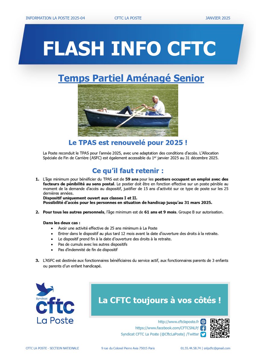 CftcMediaplus's tweet photo. 🌟 Le TPAS est renouvelé pour 2025 ! 🌟
Bonne nouvelle pour les postiers ! 📢
La Poste prolonge le TPAS pour l’année 2025 avec quelques ajustements sur les conditions d’accès.
#cftcmediaplus #CFTC #laposte #TPAS https://t.co/O63augM7Ps