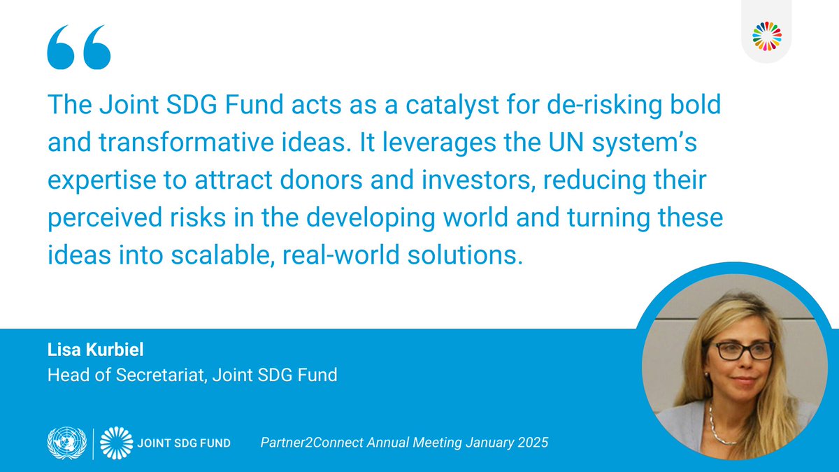 Joint SDG Fund ๐บ๐ณ (@jointsdgfund) on Twitter photo ๐ Scaling digital transformation for the SDGs!
At <a href="/ITU/">Intโl Telecommunication Union</a>'s #P2C, Head of Secretariat <a href="/LisaKurbiel/">Lisa Kurbiel</a> highlights how the <a href="/JointSDGFund/">Joint SDG Fund ๐บ๐ณ</a> is de-risking investments & catalyzing partnerships to power inclusive digital economies and lasting impact.
๐ Join now: itu.int/partner2connecโฆ ๐ Scaling digital transformation for the SDGs!
At <a href="/ITU/">Intโl Telecommunication Union</a>'s #P2C, Head of Secretariat <a href="/LisaKurbiel/">Lisa Kurbiel</a> highlights how the <a href="/JointSDGFund/">Joint SDG Fund ๐บ๐ณ</a> is de-risking investments & catalyzing partnerships to power inclusive digital economies and lasting impact.
๐ Join now: itu.int/partner2connecโฆ