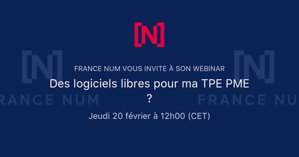 SFT (@sftfr) on Twitter photo 💡 <a href="/francenumfr/">France Num 📲 TPE PME : Passez au numérique</a> vous invite à son #webinaire « Des logiciels libres pour ma #TPE PME ? » le 20 février à 12h ! Pour en savoir plus et vous inscrire, c’est ici ➡️ buff.ly/4aG8oxt
#xl8 #sft #traduction #webinaire 💡 <a href="/francenumfr/">France Num 📲 TPE PME : Passez au numérique</a> vous invite à son #webinaire « Des logiciels libres pour ma #TPE PME ? » le 20 février à 12h ! Pour en savoir plus et vous inscrire, c’est ici ➡️ buff.ly/4aG8oxt
#xl8 #sft #traduction #webinaire