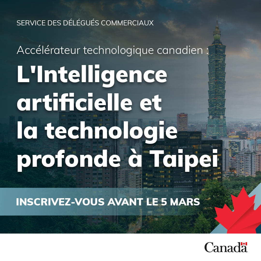 L’ATC à Taipei aide les entreprises innovantes à percer sur le marché taïwanais.

Les participants bénéficient de :
-Mentorat avec des experts du secteur
-Connexions avec des investisseurs et partenaires
-Perspectives de marché pour une expansion mondiale

ow.ly/hXZW50UPy35