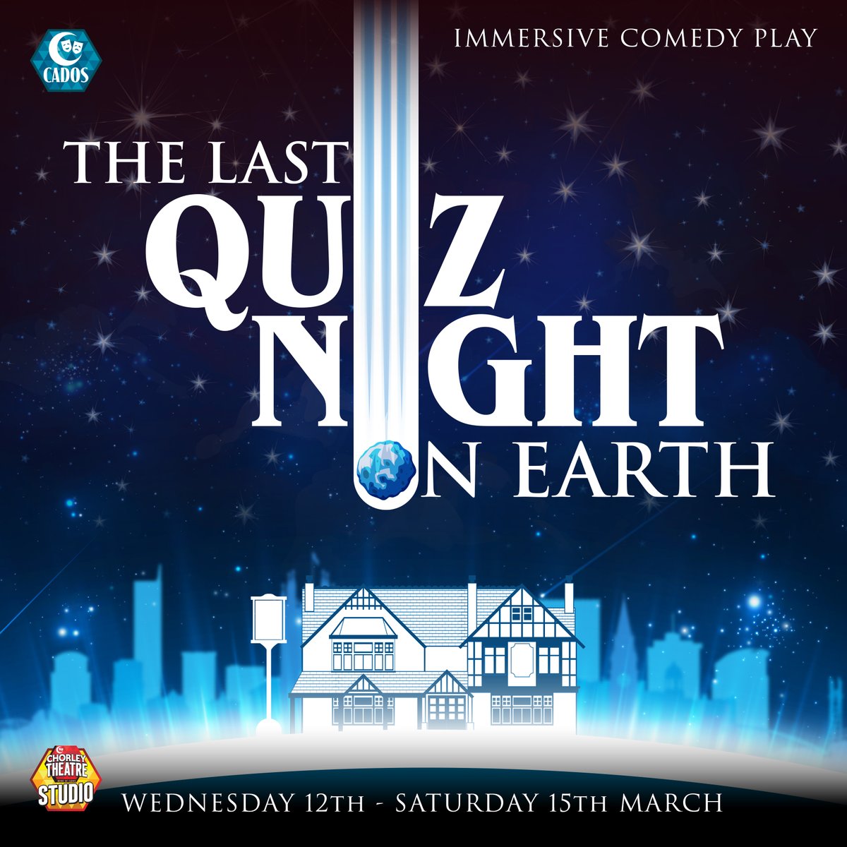 Our Studio play in March is now on sale. The Last Quiz Night on Earth is an immersive comedy set when an asteroid is due to hit the planet. But there’s still time for the bonus round… A unique play from the director of 5 Lesbians Eating A Quiche.

ticketsource.co.uk/chorleytheatre…