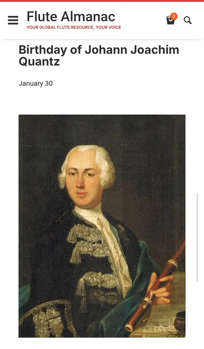 Happy Birthday today to Johann Joachim Quantz (1697 – 1773)!

flutealmanac.com/event/birthday…
.
.
.
#flutealmanac #quantz #flute #flutist #flutecalendar #flutemagazine #flutecommunity