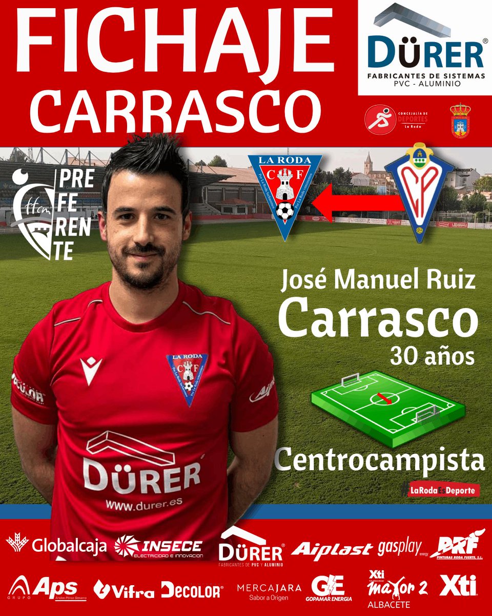 📢FICHAJE CARRASCO‼️

➡️Os presentamos al medio centro Carrasco.
 
🔙2ª etapa en La Roda. 2 temporadas 18/19 y 19/20. 3ªRFEF 

⬆️Calidad, entrega y compromiso.

➡️Cantera del Albacete, Albacete 2ªdivisión, Ibañés, Huracán y Villarrobledo

<a href="/ventanas_durer/">Durer Ventanas</a> <a href="/radiolaroda/">Radio La Roda</a> <a href="/teleroda/">TELERODA</a>