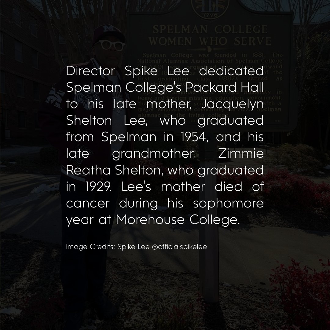 Student Freedom Initiative (@studentfreedom) on Twitter photo LEGACY ✊🏾!
Director Spike Lee dedicated <a href="/SpelmanCollege/">Spelman College</a>’s Packard Hall to his late mother, Jacquelyn Shelton Lee, who graduated from Spelman in 1954, and his late grandmother, Zimmie Reatha Shelton, who graduated in 1929 🩵🤍 #spelmancollege LEGACY ✊🏾!
Director Spike Lee dedicated <a href="/SpelmanCollege/">Spelman College</a>’s Packard Hall to his late mother, Jacquelyn Shelton Lee, who graduated from Spelman in 1954, and his late grandmother, Zimmie Reatha Shelton, who graduated in 1929 🩵🤍 #spelmancollege