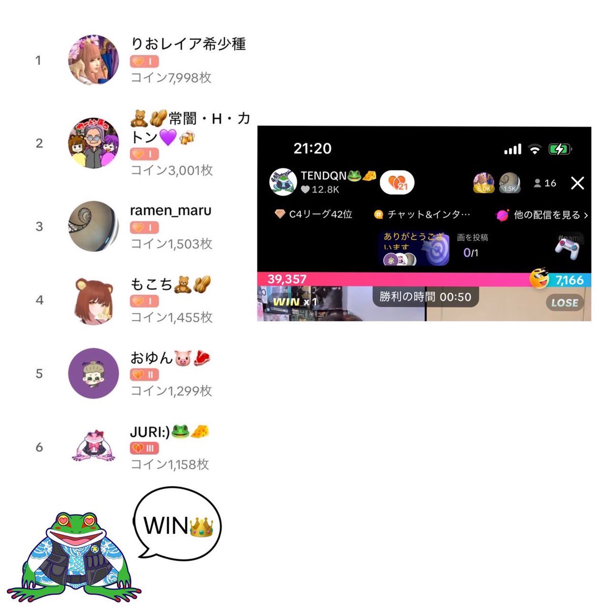 TEN_DQN's tweet photo. 初バトルガチおもろかたꉂꉂ😂みんなありがとう🫵🐸感謝 https://t.co/maBOSMTUdL