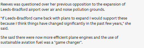 Ross Bailey (@rossbaileyleeds) on Twitter photo Finally it looks like <a href="/RachelReevesMP/">Rachel Reeves</a> has changed her tune since opposing expansion at <a href="/LBIAirport/">LeedsBradfordAirport</a>
bbc.co.uk/news/articles/β¦ Finally it looks like <a href="/RachelReevesMP/">Rachel Reeves</a> has changed her tune since opposing expansion at <a href="/LBIAirport/">LeedsBradfordAirport</a>
bbc.co.uk/news/articles/β¦