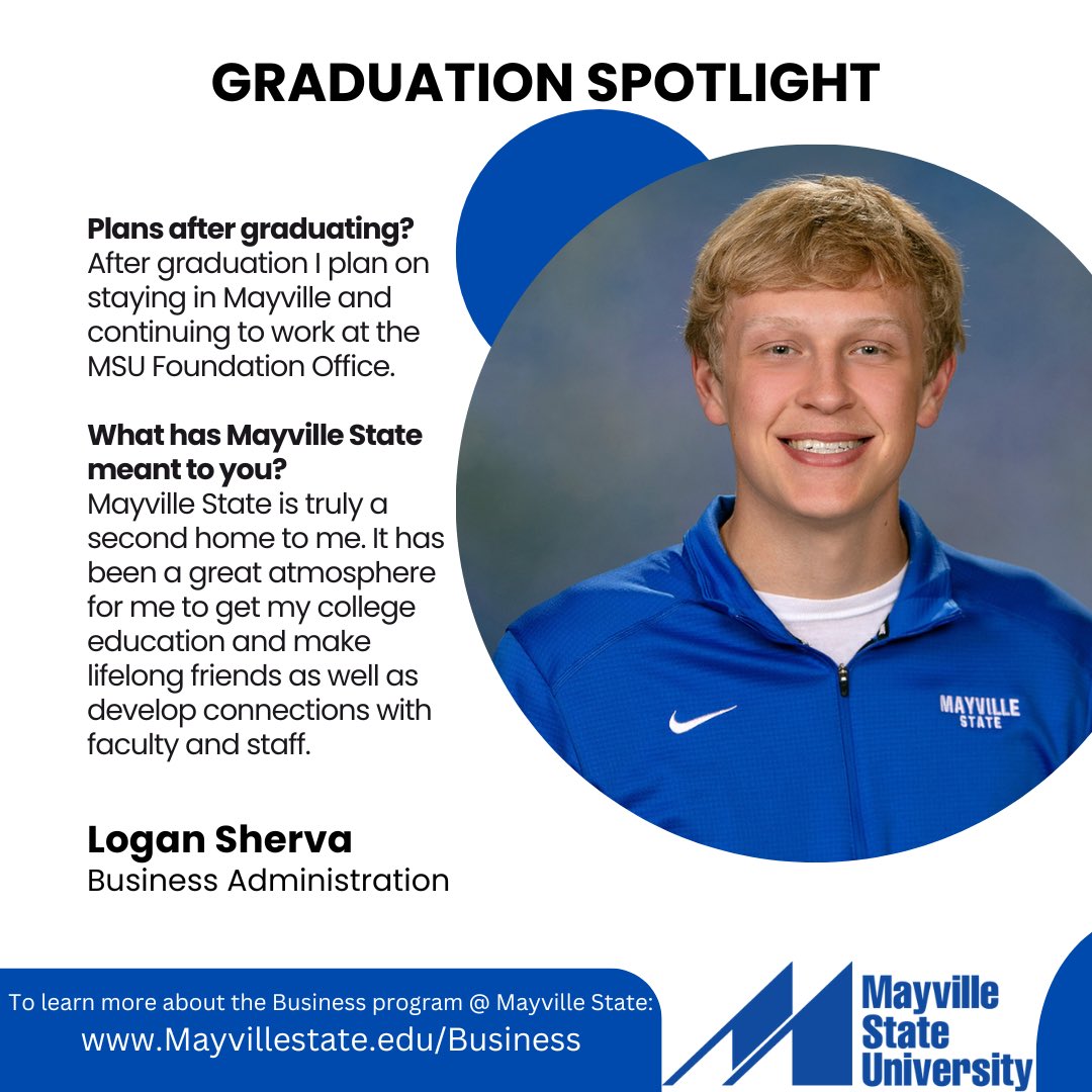 With Graduation just a few months away, we’re putting the spotlight on the Graduating Class of 2025! Our first spotlight is Logan Sherva; a Buisness Administration major! #GDTBAC

Interested in Business Administration? Click here! mayvillestate.edu/academics/majo…
