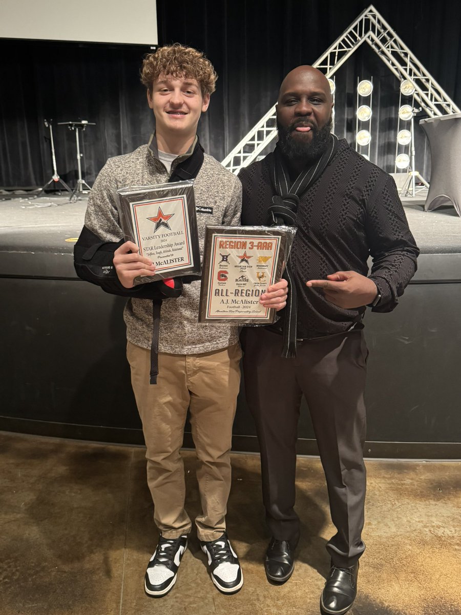 AJ McAlister (@ajmcalister10) on Twitter photo I’m blessed to have received all region and the STAR award. Thank you to all my coaches. 🙏🏼⭐️⛰️
#ATD
<a href="/MVPFootballSC/">MVP Football</a>
<a href="/CoachRamseyMVP/">Grey Ramsey</a>
<a href="/TeamForever17/">#MVP #Stars #DarkSideDefense</a>
<a href="/CoachSolesbee19/">Jamison Solesbee</a>
<a href="/CoachBaileyMVP/">Colton Bailey</a>
<a href="/Coach_Keller61/">Frankie Keller</a>
<a href="/PrepRedzone/">Prep Redzone 🏈</a> I’m blessed to have received all region and the STAR award. Thank you to all my coaches. 🙏🏼⭐️⛰️
#ATD
<a href="/MVPFootballSC/">MVP Football</a>
<a href="/CoachRamseyMVP/">Grey Ramsey</a>
<a href="/TeamForever17/">#MVP #Stars #DarkSideDefense</a>
<a href="/CoachSolesbee19/">Jamison Solesbee</a>
<a href="/CoachBaileyMVP/">Colton Bailey</a>
<a href="/Coach_Keller61/">Frankie Keller</a>
<a href="/PrepRedzone/">Prep Redzone 🏈</a>
