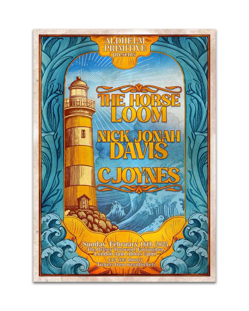 Sun 16th Feb: LONDON
The Horse Loom / Nick Jonah Davis / C Joynes
@ The  Betsey Trotwood, Farringdon
Doors: 3pm
Stargate 2009 vibes with this reconvened three-way. Early start, early finish, running order tbd. Poster c/o Mariano Rodriguez. Tix from here: wegottickets.com/event/637163