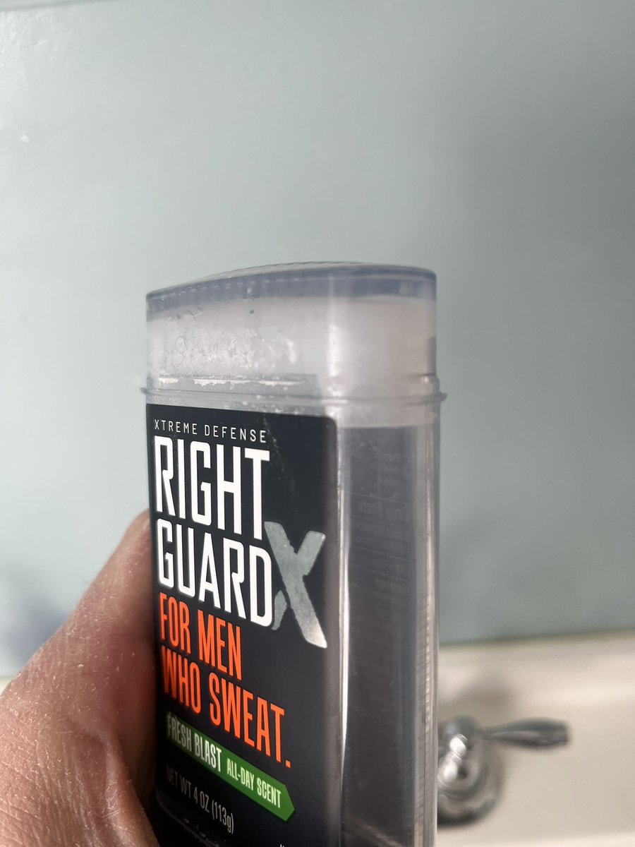 AllegheneeAR's tweet image. This isn’t the end of the world, but it is frustrating. There’s a decent amount of deodorant left that doesn’t come out at the end of the stick. It short changes customers. #RightGuard #ThrivingBrands #FirstWorldProblems