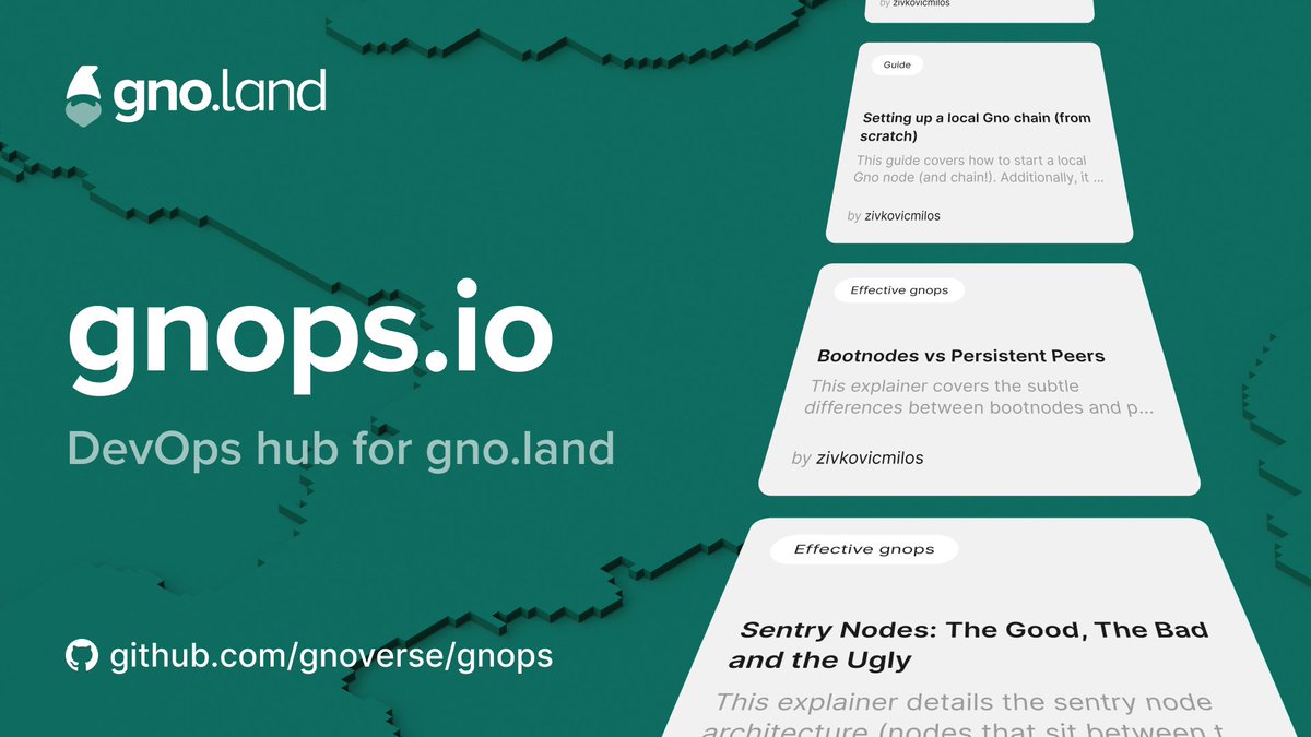 1/ Introducing gnops.io, the DevOps hub for gno.land! 

A dedicated resource for developers to build secure, resilient workflows and designed to support newcomers &amp; experts alike in managing DevOps for gno.land.