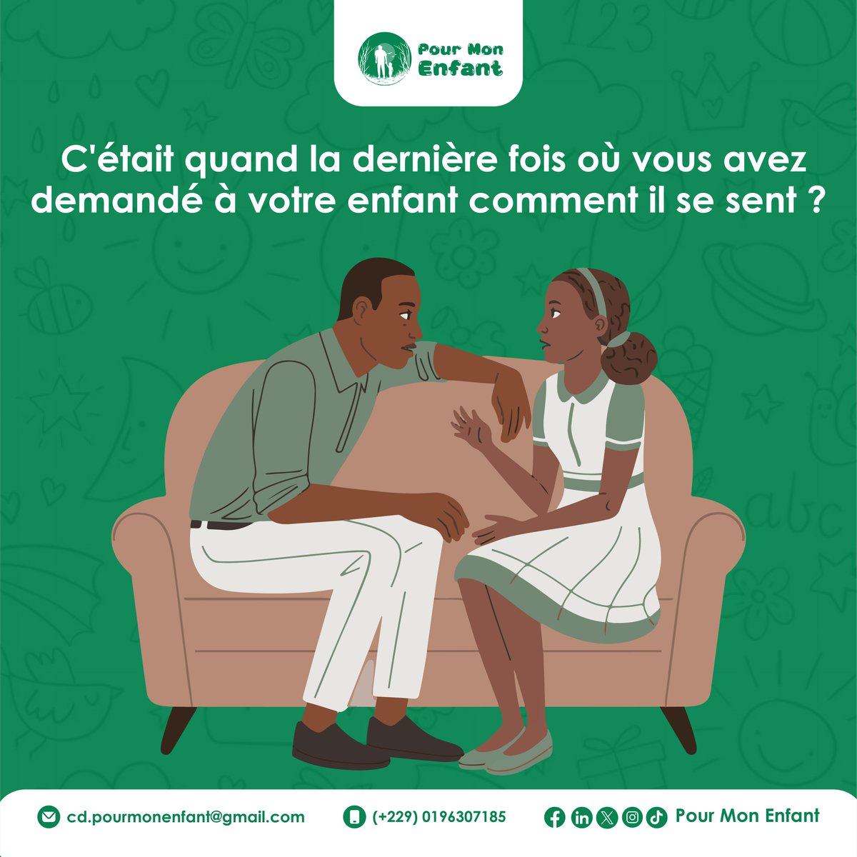 PourMonEnfant's tweet photo. C'était quand la dernière fois où vous avez demandé à votre enfant comment il se sent (vraiment) ?

#Pourmonenfant229 #campagnedigitalepourmonenfant https://t.co/RVzid1sTIn
