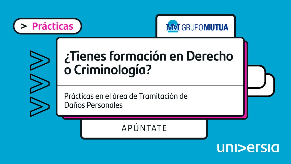 Universia España (@universiaes) on Twitter photo ¿Quieres desarrollar tu potencial? 💪🏻
Grupo <a href="/la_Mutua/">Mutua Madrileña</a> ofrece su Beca Daños Materiales, dirigida a estudiantes y recién graduados en Derecho, ADE o Criminología que deseen unirse al equipo de Tramitación de Daños Personales y gestionar siniestros de autos con daños corporales. ¿Quieres desarrollar tu potencial? 💪🏻
Grupo <a href="/la_Mutua/">Mutua Madrileña</a> ofrece su Beca Daños Materiales, dirigida a estudiantes y recién graduados en Derecho, ADE o Criminología que deseen unirse al equipo de Tramitación de Daños Personales y gestionar siniestros de autos con daños corporales.
