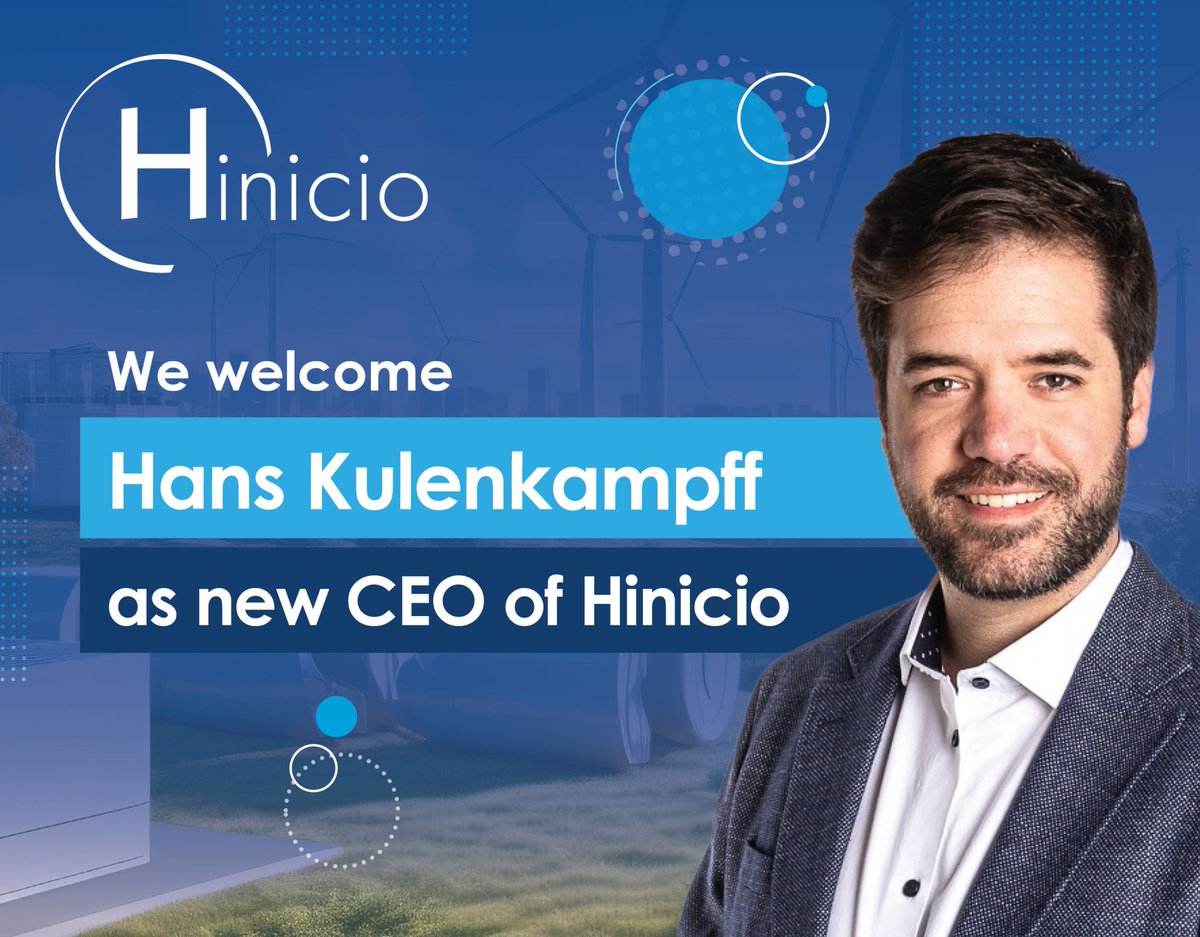 We are excited to announce Hans Kulenkampff as the new CEO of <a href="/HinicioSA/">Hinicio</a>. His proven leadership will continue driving our commitment to innovation, sustainability and decarbonization. Learn about him at: hinicio.com/hans-kulenkamp…

#CEO #Hinicio #Hydrogen