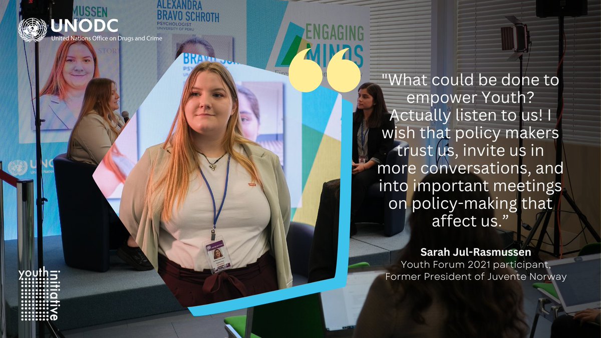 Throwback to the #CND66 Fireside Chat Engaging Minds!

Youth voices matter! 
Sarah, a <a href="/UNODC/">UN Office on Drugs & Crime</a> #YouthForum 2021 alumna from 🇳🇴, shared her insights on empowering young people in substance use #Prevention initiatives.

Read her message below! ⬇️