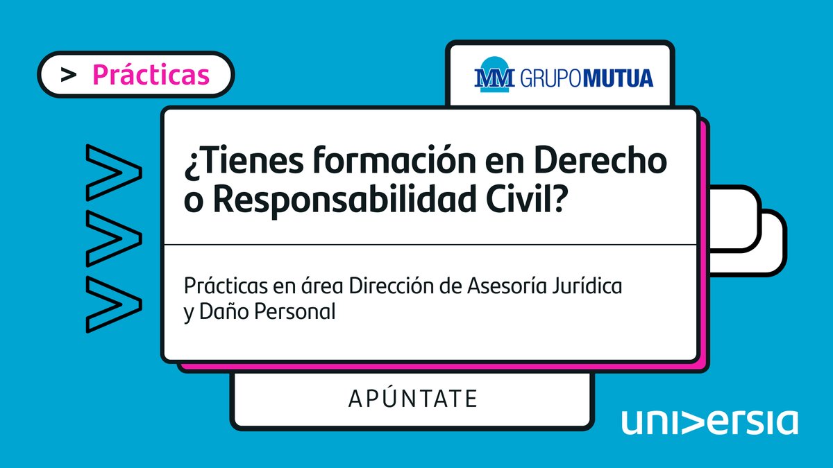 Universia España (@universiaes) on Twitter photo ⚖️ Beca Defensa Jurídica en <a href="/la_Mutua/">Mutua Madrileña</a> para estudiantes o graduados en Derecho o Responsabilidad Civil.
¿Qué ofrecemos? 👇
✅ Apoyo en reclamaciones de daños y perjuicios
✅ Contacto con clientes, proveedores y letrados
✅ Experiencia en la operativa de una aseguradora
🔗 ⚖️ Beca Defensa Jurídica en <a href="/la_Mutua/">Mutua Madrileña</a> para estudiantes o graduados en Derecho o Responsabilidad Civil.
¿Qué ofrecemos? 👇
✅ Apoyo en reclamaciones de daños y perjuicios
✅ Contacto con clientes, proveedores y letrados
✅ Experiencia en la operativa de una aseguradora
🔗