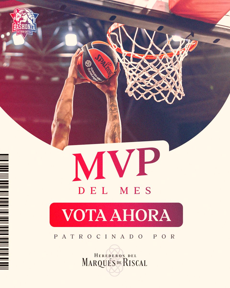 🔵🔴 ¡Tras 11 partidos en el mes de enero, toca votar por vuestro MVP DEL MES!

🗳️ Comenta quién crees que ha sido y podrás ganar una experiencia en <a href="/marquesderiscal/">Marqués de Riscal</a>

#GoazenBaskonia
