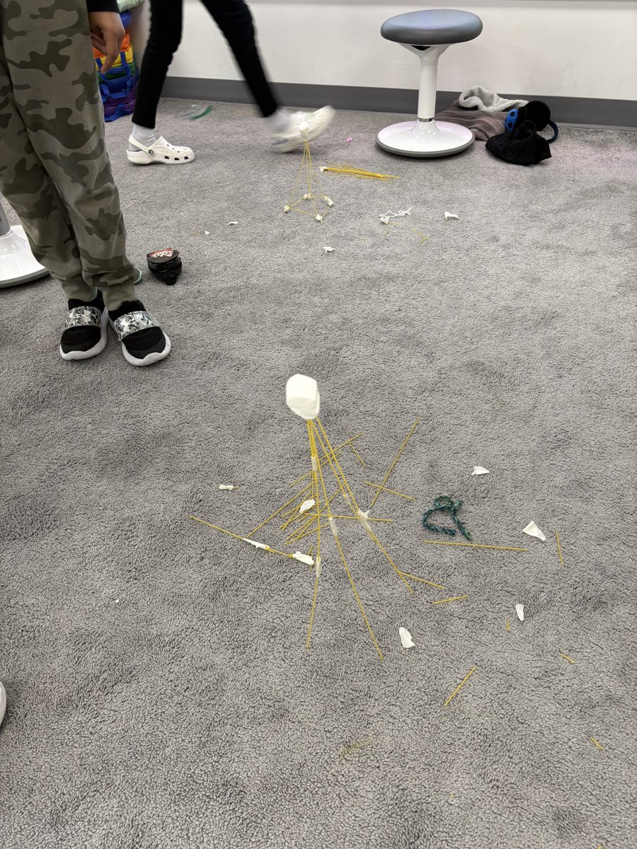 Gr 5s used their critical thinking skills to build a free standing structure using spaghetti, string and tape! The tower had to support a marshmallow at the top - lots of creativity and using their knowledge of structures and forces. <a href="/MrsDoyleJ/">Julie Doyle</a> <a href="/StVeronicaOCSB/">St. Veronica OCSB</a>