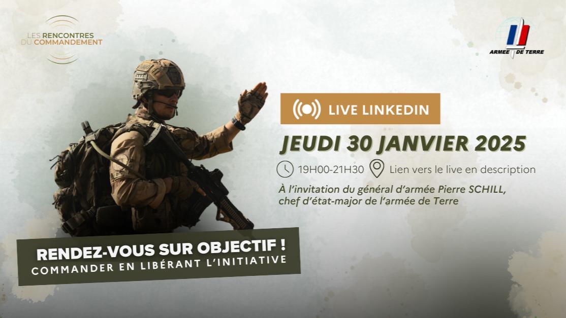 Chef d'état-major de l'armée de Terre (@cemat_fr) on Twitter photo Appliquer dans la vie courante le commandement qui fait ses preuves en opérations.
C’est pour relever ce défi que l’<a href="/armeedeterre/">Armée de Terre</a> promeut un commandement par l’intention :
➡️ clarté du cap fixé
➡️ initiative et prise de responsabilité des subordonnés
« Les Rencontres du Appliquer dans la vie courante le commandement qui fait ses preuves en opérations.
C’est pour relever ce défi que l’<a href="/armeedeterre/">Armée de Terre</a> promeut un commandement par l’intention :
➡️ clarté du cap fixé
➡️ initiative et prise de responsabilité des subordonnés
« Les Rencontres du