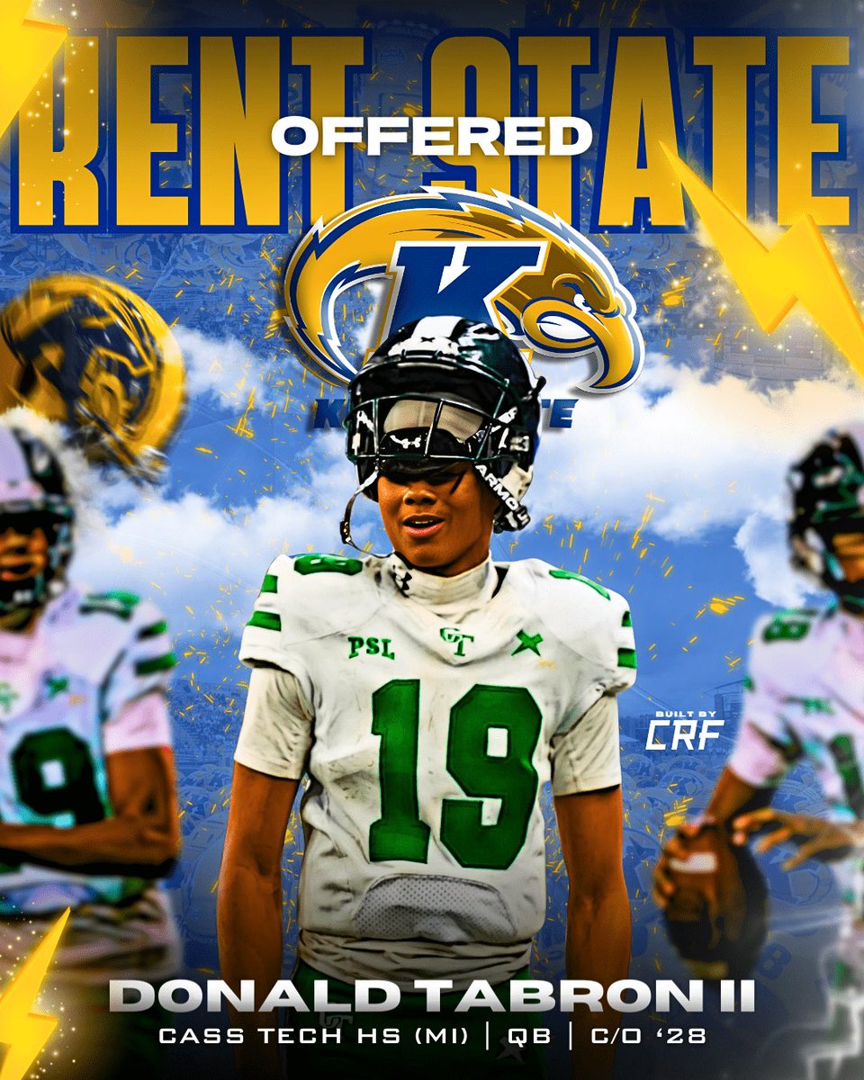 Donald Tabron II (@donaldtabronii) on Twitter photo I’m excited to announce I’ve received an offer from Kent State University. #GreatDay #DonDotta🎯 #CTFB #QBU <a href="/KentStAthletics/">Kent State Athletics</a> <a href="/KentStFootball/">Kent State Football</a> <a href="/MMrob75/">Malcolm Robinson Jr</a> <a href="/Detroit_CTFB/">Cass Tech Football 2024 Division 1 State Champions</a> <a href="/CoachRush_CTFB/">Coach Marvin Rushing</a> <a href="/CoachDaws_/">Daws 🥇</a> <a href="/Coach_Cash_/">Coach Ca$h</a> <a href="/QuarterbackUniv/">Donovan Dooley</a> <a href="/smsbacademy/">SoundMind SoundBody®</a> <a href="/ArcStrokeQB/">THE ARC STROKE QB MENTOR</a> <a href="/AllenTrieu/">Allen Trieu</a> <a href="/ChadSimmons_/">ChadSimmons</a> I’m excited to announce I’ve received an offer from Kent State University. #GreatDay #DonDotta🎯 #CTFB #QBU <a href="/KentStAthletics/">Kent State Athletics</a> <a href="/KentStFootball/">Kent State Football</a> <a href="/MMrob75/">Malcolm Robinson Jr</a> <a href="/Detroit_CTFB/">Cass Tech Football 2024 Division 1 State Champions</a> <a href="/CoachRush_CTFB/">Coach Marvin Rushing</a> <a href="/CoachDaws_/">Daws 🥇</a> <a href="/Coach_Cash_/">Coach Ca$h</a> <a href="/QuarterbackUniv/">Donovan Dooley</a> <a href="/smsbacademy/">SoundMind SoundBody®</a> <a href="/ArcStrokeQB/">THE ARC STROKE QB MENTOR</a> <a href="/AllenTrieu/">Allen Trieu</a> <a href="/ChadSimmons_/">ChadSimmons</a>