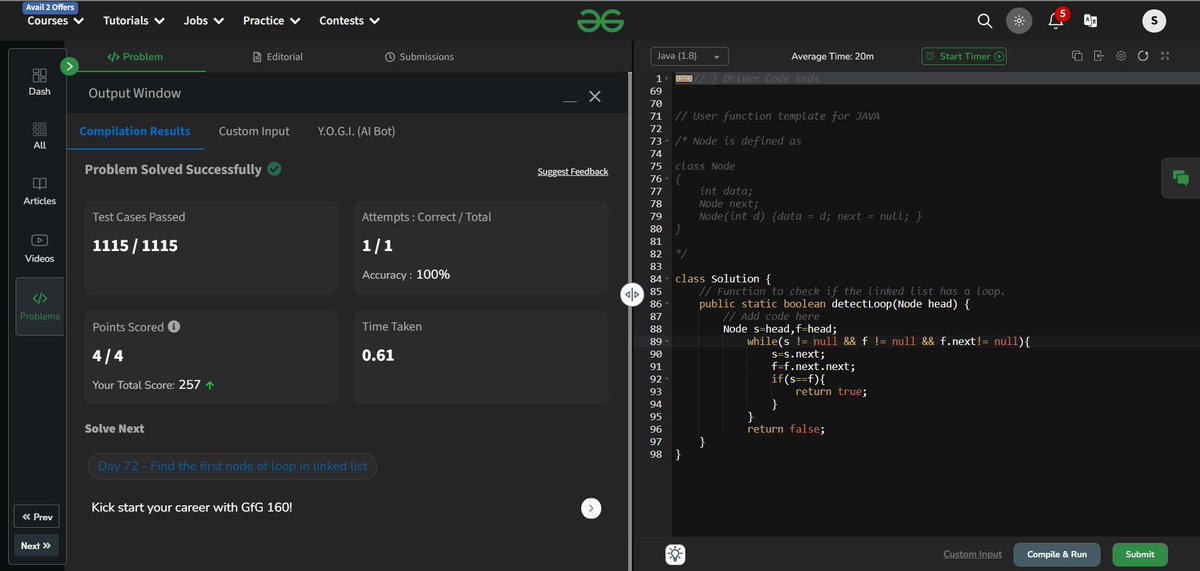 SubhasishM33171's tweet photo. Hello, connection!
I just finished my #day71 of #gfg160

#geekstreak2024 #gfg160 #DSA #codingchallenge
#geeksforgeeks #160dayscoding https://t.co/GXIicWzuls