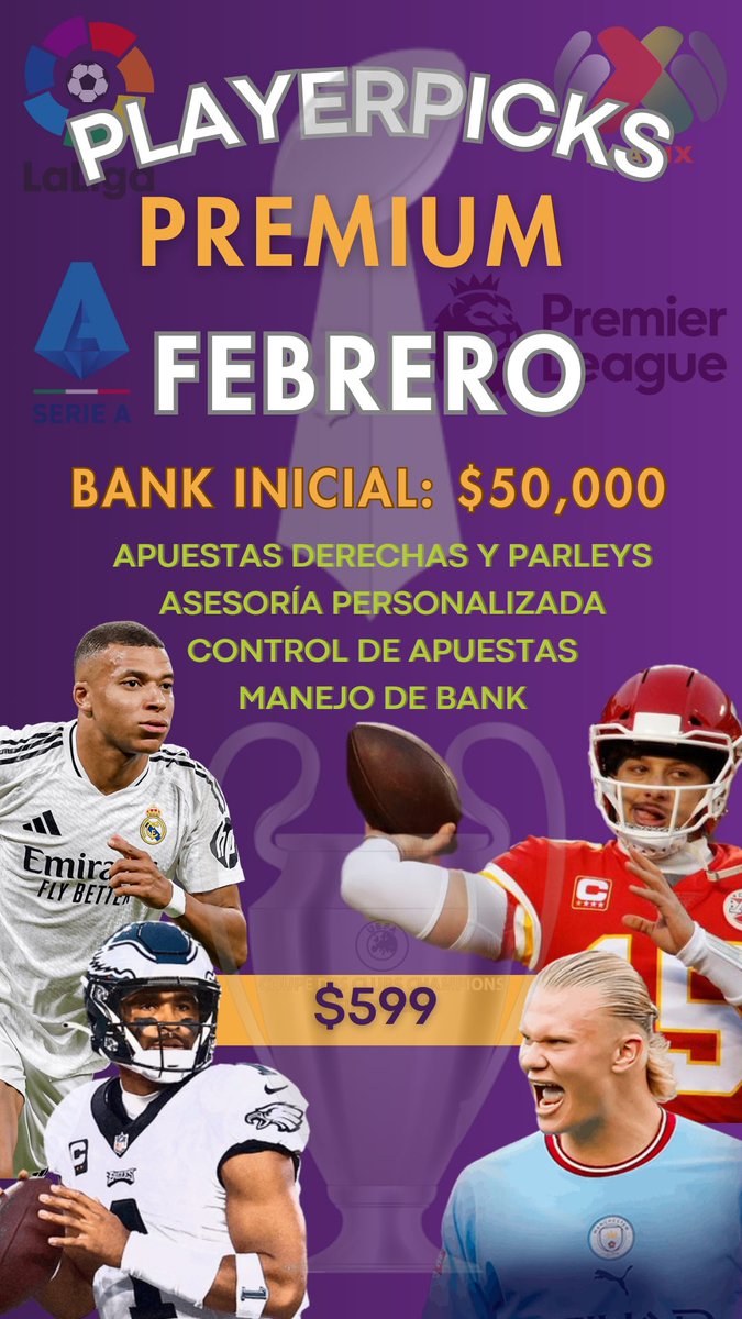 playerpicksmx's tweet photo. BUENOS DÍAS, PLAYERS ☀️ 

¿LISTOS PARA INICIAR EL PREMIUM DE FEBRERO?

¿LISTO PARA LOS PICKS CON VALOR? 💎 

ENVÍAME UN MENSAJE SI ESTÁS INTERESADO 📲

👉🏼LA CARTELERA DE ESTE MES:

🏈SUPERBOWL
🏆PLAY-IN CHAMPIONS
⚽️LIGA MX Y EUROPEAS
🎾ATP 500

Costo: 💲599

(SOLO 25 LUGARES) https://t.co/IVIP2SzZn2