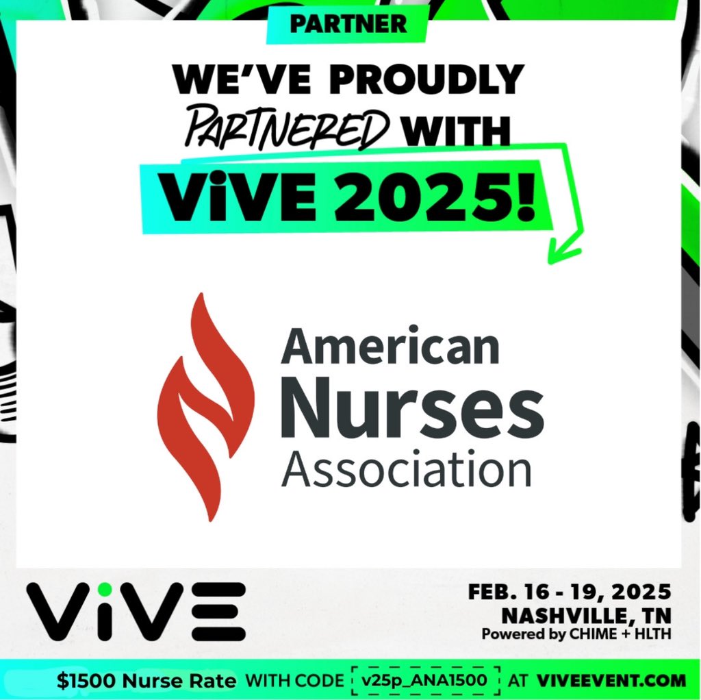 Will we see you at #ViVE2025? The <a href="/ANANursingWorld/">American Nurses Association</a> as a strategic partner with ViVE is able to offer a discounted rate for #nurses. Use the code: v25p_ANA1500

Explore + Register if this event for you: viveevent.com

 #ViVE25 <a href="/theviveevent/">ViVE</a>