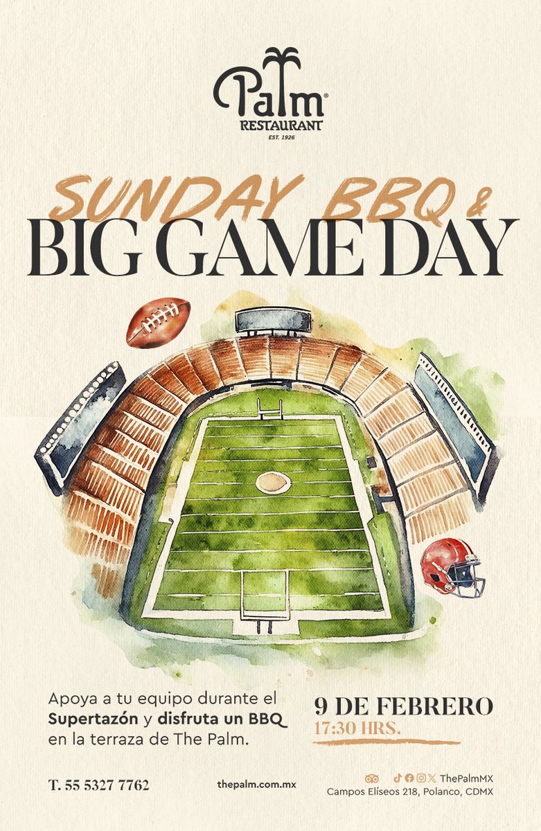 ThePalmMx's tweet photo. 🏈🔥 Super Bowl + BBQ en The Palm 🍖🍺
Vive la emoción con la mejor comida y ambiente. ¡Reserva tu lugar! 📅 9 de febrero, 17:30 hrs.
📍 Polanco, CDMX | 📞 55 5327 7762

#SuperBowl2025 #SuperBowl #ThePalm https://t.co/Z1p3BvNqw9