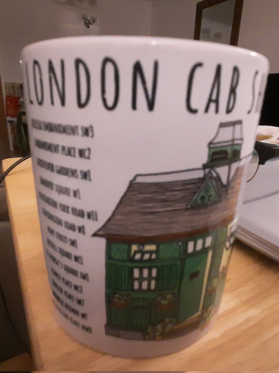The Knowledge, Black Cabs, &amp; her acting career. As a thank you, we presented Tamzin with a goodie bag courtesy of @londontaxipr, including a Cabmen’s Shelter mug, with all 13 Cab Shelters on. Thanks again to Tamzin for her time &amp; support of Black Cabs. Thanks also <a href="/jamiethecabby/">Jamie The Cabby</a>