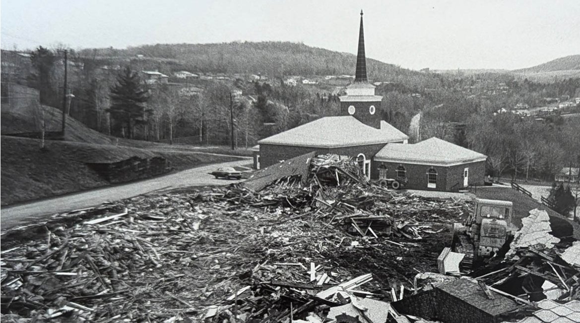 HartwickCollege's tweet photo. Cardboard Alley, a prefab WWII-era building, built in 1946 to meet postwar enrollment needs. It housed faculty offices, classrooms, and a small theater, inspiring the theater club’s name. Demolished in 1973, it lives on in Hartwick College Paul F. Cooper, Jr. Archives. #hartwick https://t.co/nnu9u1qchj