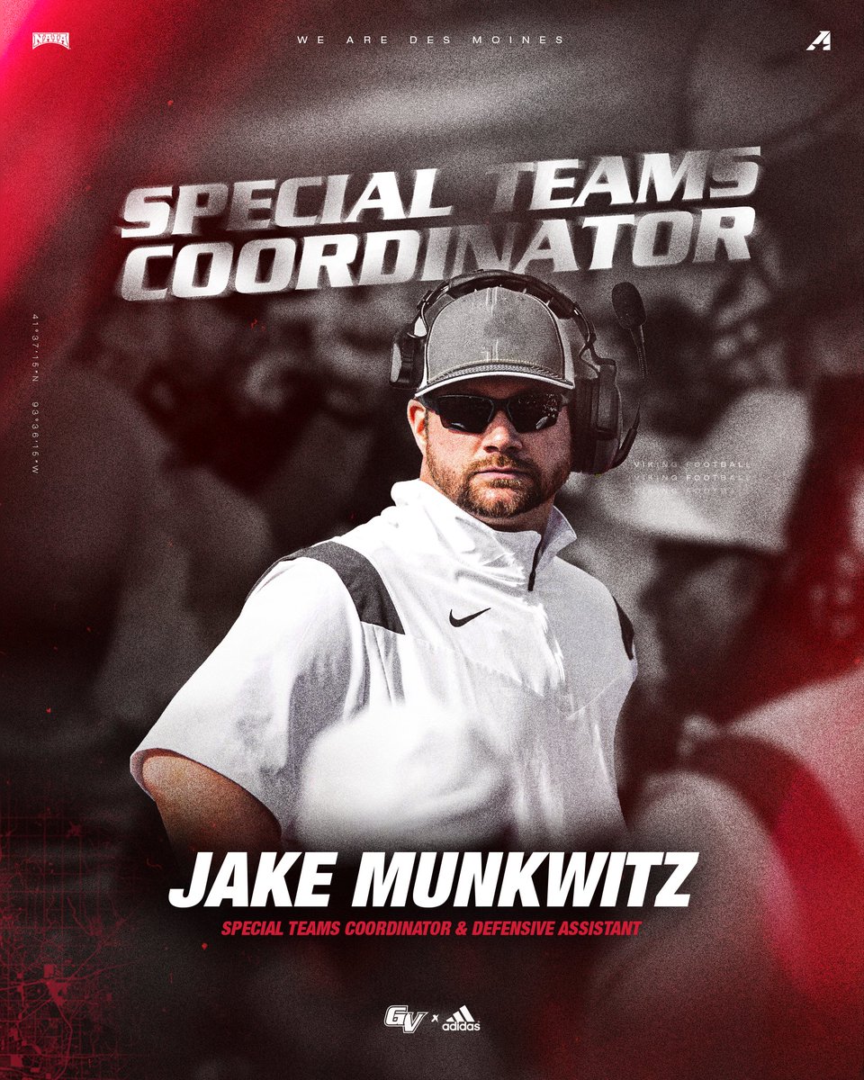 FB: Grand View Football Completes Coaching Staff with Hiring of Jake Munkwitz as Special Teams Coordinator &amp; Defensive Assistant 

📰 ow.ly/leUJ50UQqf8

#WEAREDSM