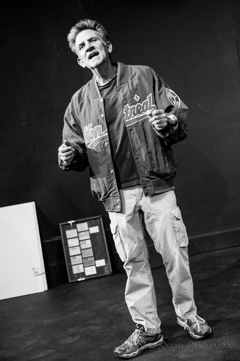 My pal, Ken Webster, doing his one-man show about me in Austin Texas circa 2018 at <a href="/hydeparktheatre/">Hyde Park Theatre</a> 

Photo: Steve Rogers (not the Expos' Steve Rogers)