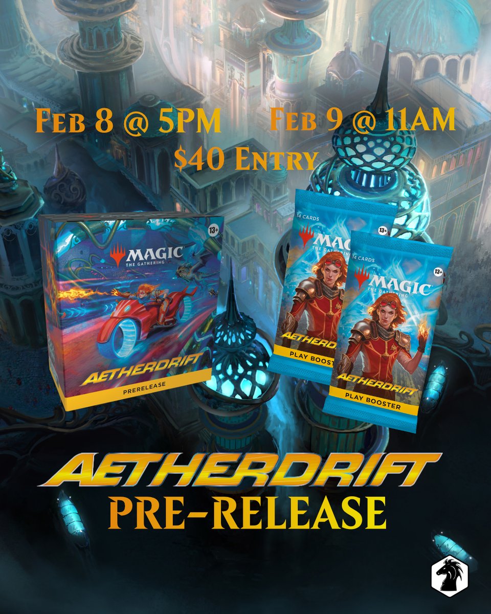 Leave your competition in the dust! Get behind the wheel with an Aetherdrift pre-release event! With 2 timeslots to choose from, you can race to the finish a full week before release! Pre-register @ boardgames.ca

#aetherdrift #mtg #prerelease #flgs