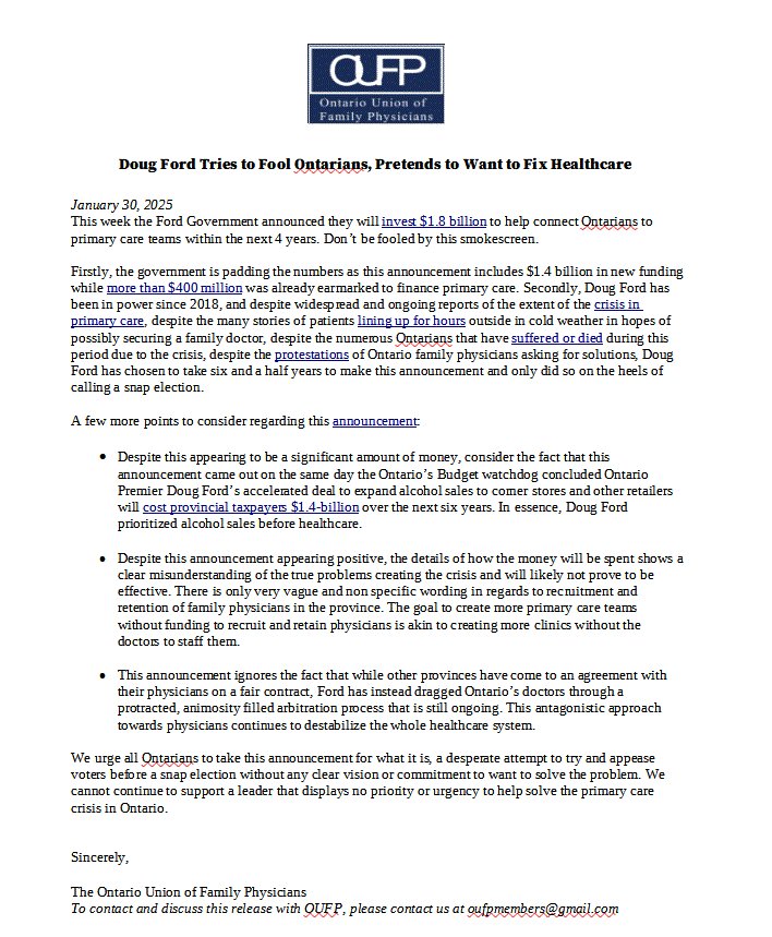 Ontario Union of Family Physicians (@oufpmembers) on Twitter photo Doug Ford Tries to Fool Ontarians, Pretends to Want to Fix Healthcare
<a href="/fordnation/">Doug Ford</a> @SylviaJonesPC <a href="/ONThealth/">Ontario Ministry of Health</a> <a href="/CBCHealth/">CBC Health News</a> <a href="/CTVNews/">CTV News</a> <a href="/CP24/">CP24</a> <a href="/CityNewsTO/">CityNews Toronto</a> <a href="/CBCRadioCanada/">CBC/Radio-Canada</a> <a href="/BonnieCrombie/">Bonnie Crombie 🇨🇦</a> <a href="/MaritStiles/">Marit Stiles</a> Doug Ford Tries to Fool Ontarians, Pretends to Want to Fix Healthcare
<a href="/fordnation/">Doug Ford</a> @SylviaJonesPC <a href="/ONThealth/">Ontario Ministry of Health</a> <a href="/CBCHealth/">CBC Health News</a> <a href="/CTVNews/">CTV News</a> <a href="/CP24/">CP24</a> <a href="/CityNewsTO/">CityNews Toronto</a> <a href="/CBCRadioCanada/">CBC/Radio-Canada</a> <a href="/BonnieCrombie/">Bonnie Crombie 🇨🇦</a> <a href="/MaritStiles/">Marit Stiles</a>