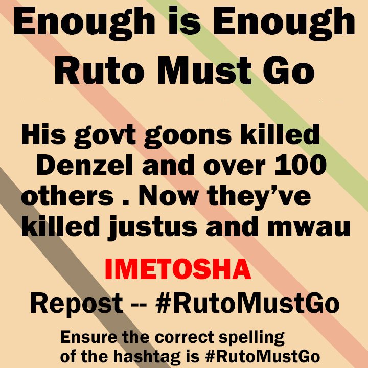 Enough is enough. Justice for Justus mutumwa and all others William ruto govt has killed ⚡⚡
#FufuaICC #RutoMustGo