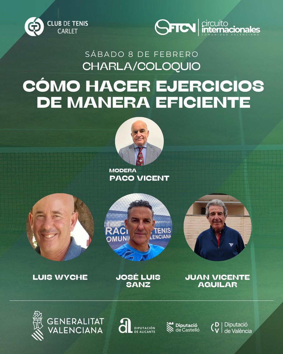 🎓💻 ¡Jornada de docencia en los internacionales! 🎾

Este sábado 8 de febrero, en el Club de Tenis Carlet, celebramos una jornada especial dirigida a técnicos.

📅 ¡No te lo pierdas!

📩 Inscripciones abiertas ftcv.es/circuito-inter…

#tenisvalenciano