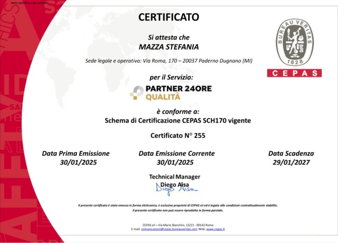 La Dott.ssa Stefania Mazza ha ottenuto la certificazione del <a href="/sole24ore/">IlSole24ORE</a> / CEPAS Bureau V.G. #PARTNER24OREQUALITÀ🤩 un riconoscimento prestigioso che attesta la qualità dei servizi offerti eccellenti distintivi e competitivi sul mercato #INTtributaristi  #Qualità  #IlSole24Ore