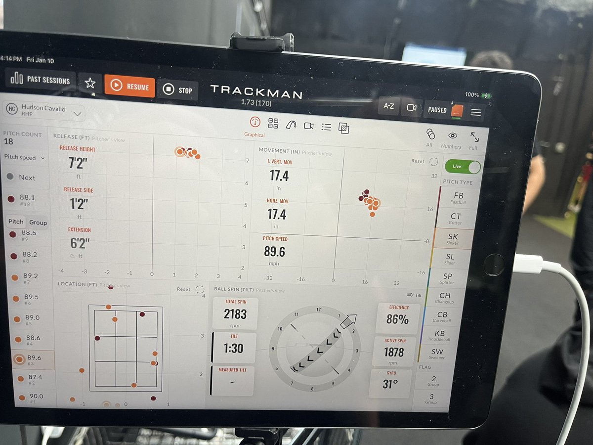 Trackman from first pen back since TJ