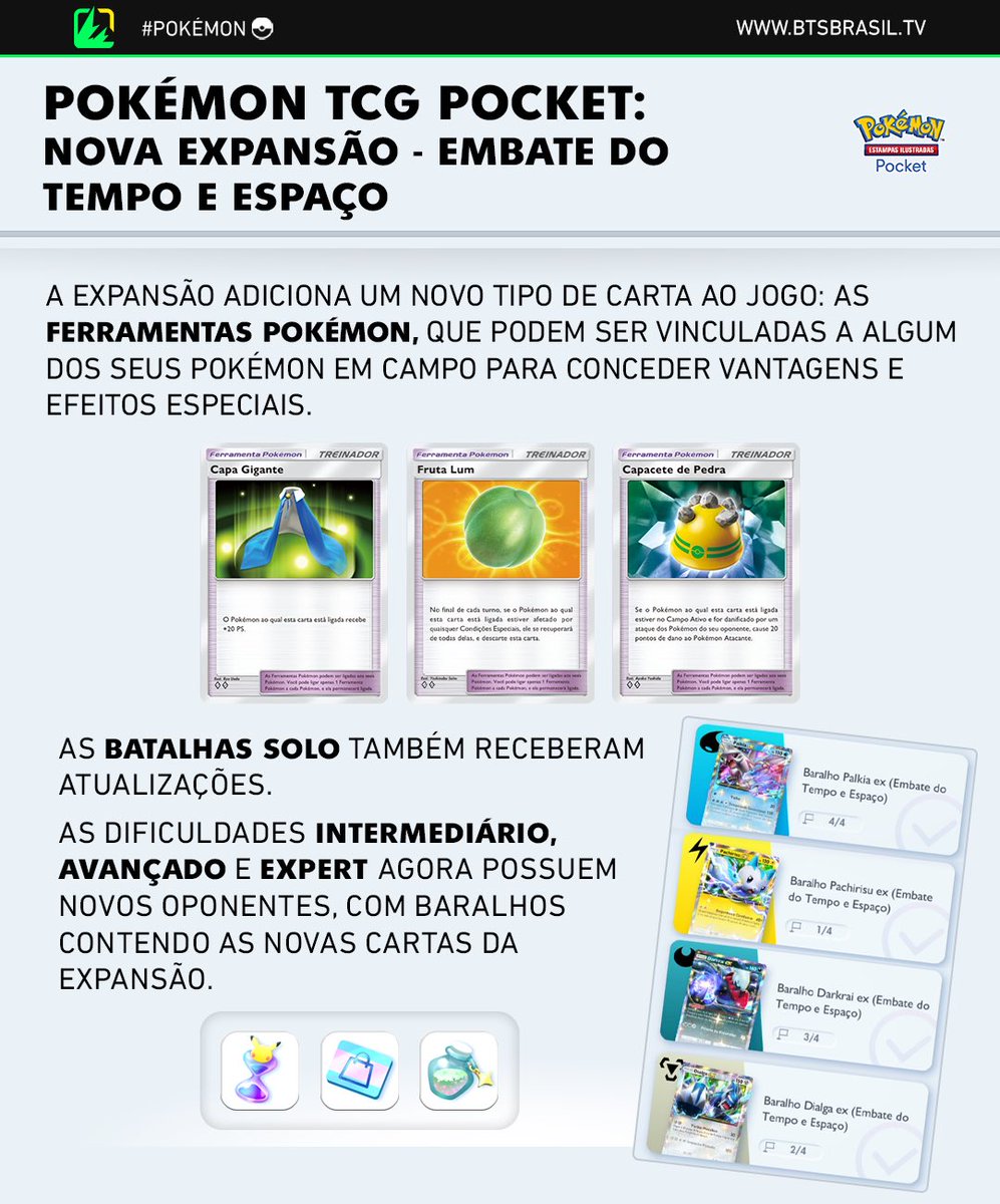 Chegou o pacote Embate do Tempo e Espaço no Pokémon TCG Pocket! 💥 Novas cartas pra deixar o jogo ainda mais insano! 🔥

E aí, quais cartas já pegaram? Qual foi a mais épica que você tirou? Conta pra gente 👇🏻 #PokemonTCGPocket