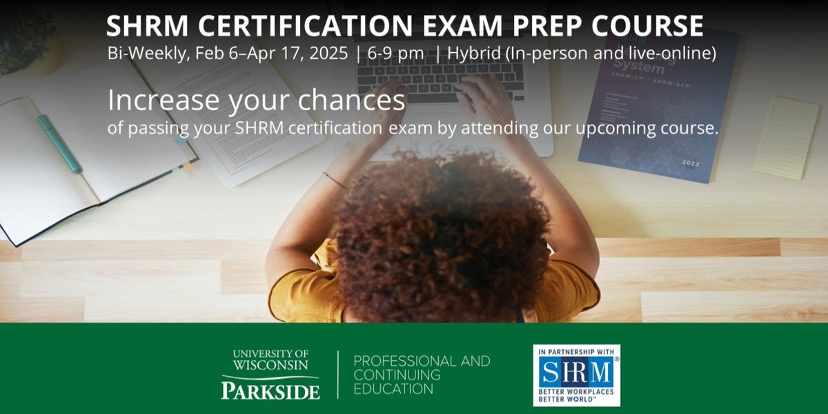 The SHRM Certification Prep Course kicks off in just one week! Whether you're working toward SHRM-CP or SHRM-SCP, this is your chance to gain the tools and support you need to succeed. Have you secured your spot yet? Let’s do this! Sign up here - uwp.edu/learn/continui…
