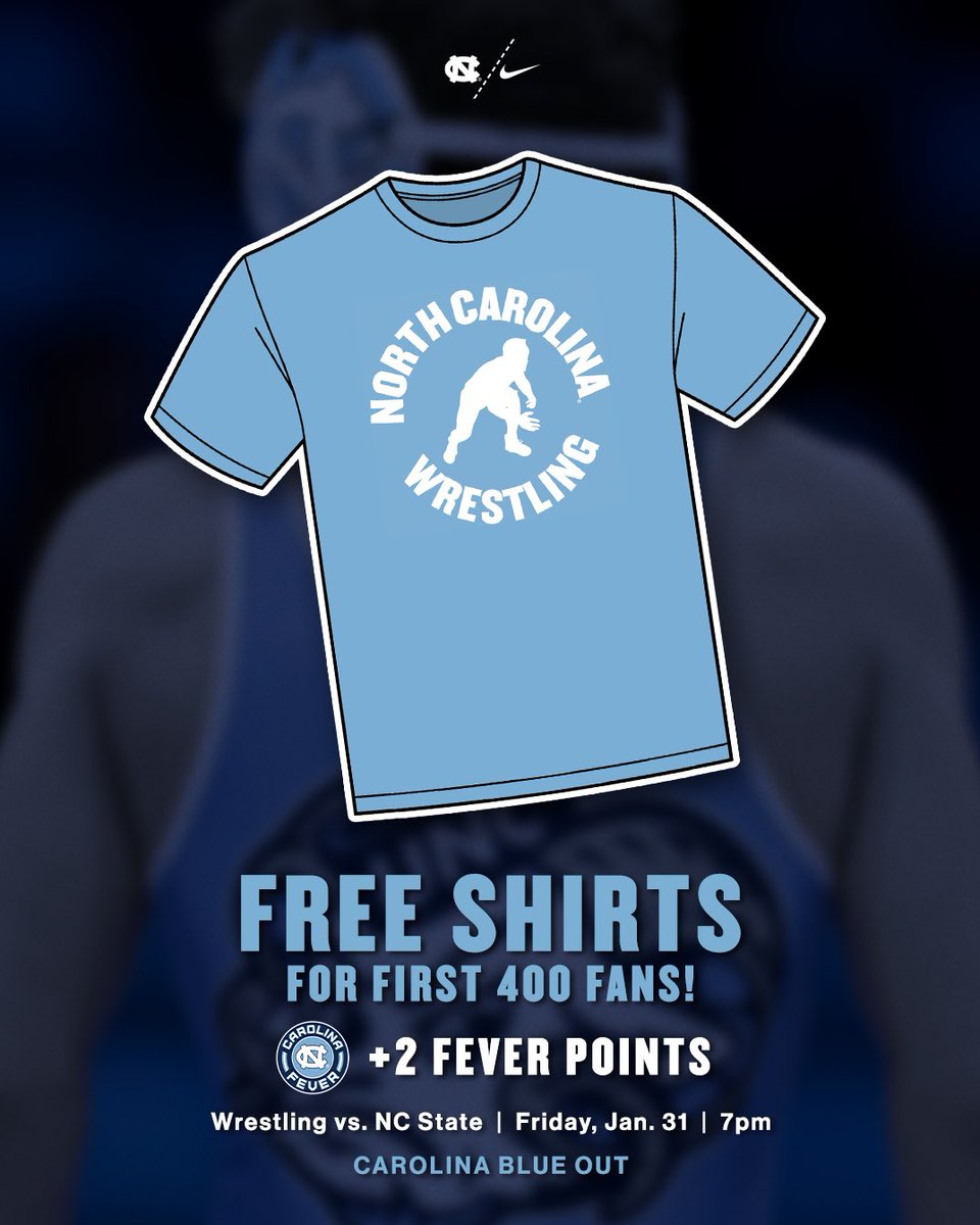 Carolina Blue Out 
2 Fever Points
T-Shirt Giveaway
Basketball Ticket Giveaway  

A great night of wrestling ahead tomorrow 🙌

🎟️: bit.ly/40pWvXS

#GoHeels